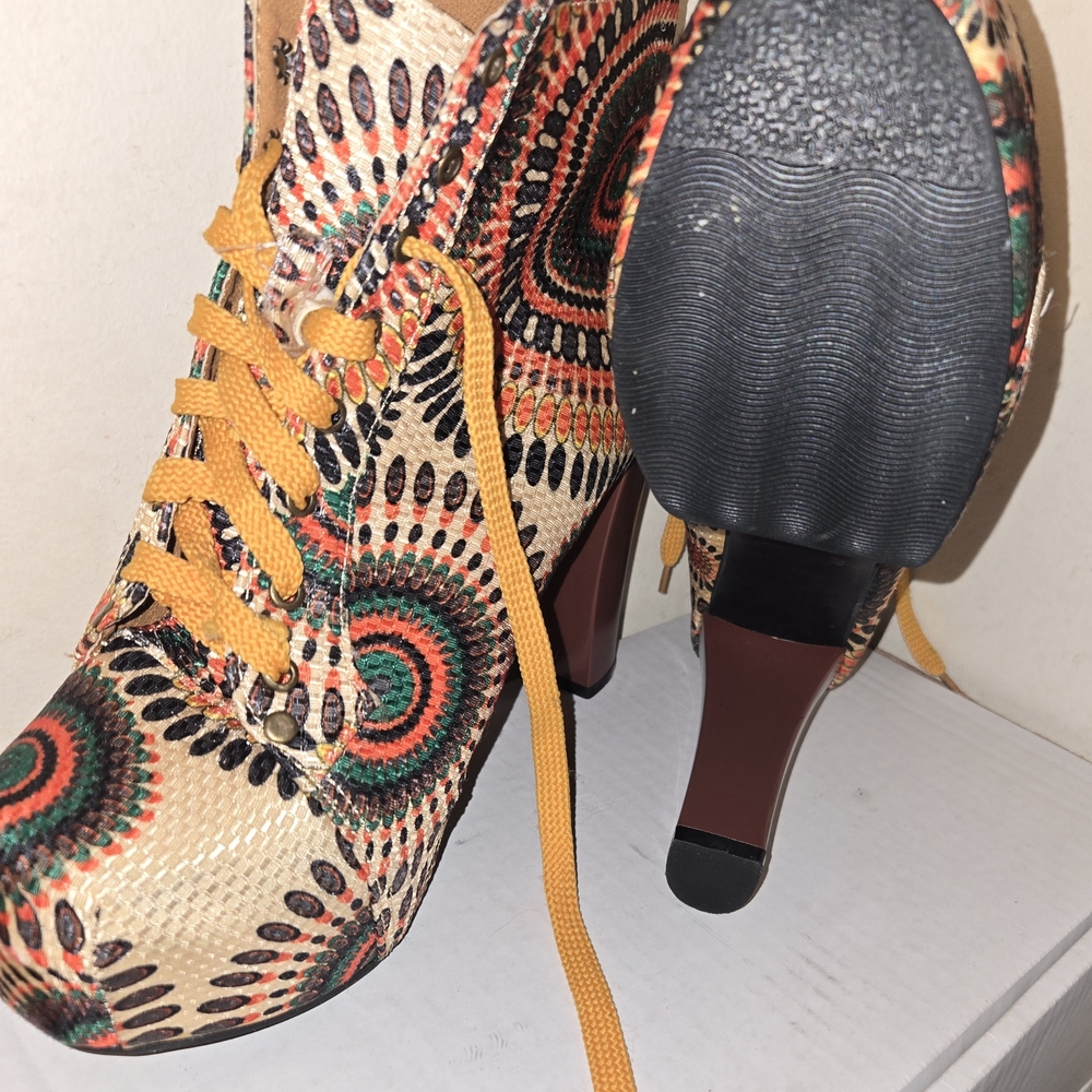 Vibrant Patterned Heeled Boots